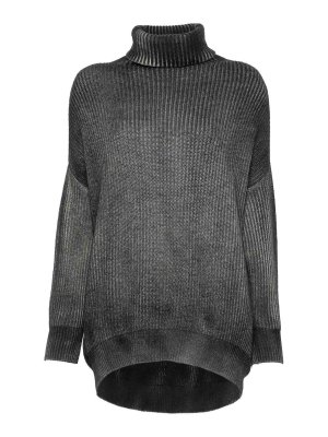 AVANT-TOI: crew necks - Grey roll-neck jumper with curved hem