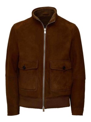 DONDUP: casual jackets - Brown zip-up jacket with collar