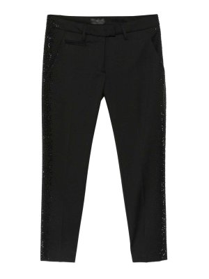 DONDUP: casual trousers - Black slim-leg cropped trousers