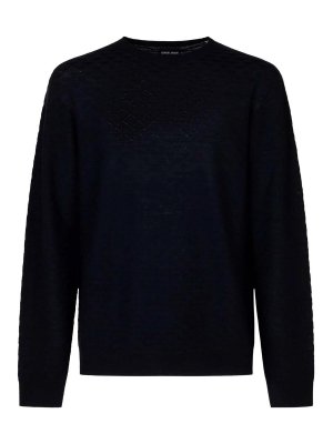 GIORGIO ARMANI: crew necks - Black crew-neck jumper