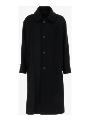 GIORGIO ARMANI: long coats - Black longline button-front coat