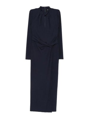 GIORGIO ARMANI: abiti al ginocchio - Vestito  midi blu navy a maniche lunghe