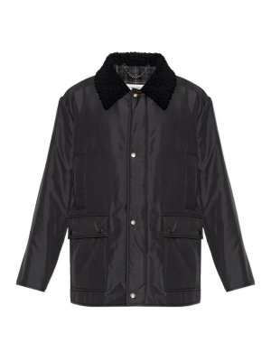 Maison Margiela: casual jackets - Dark striped button-front jacket