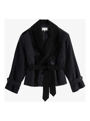 Maison Margiela: casual jackets - Black cropped belted jacket
