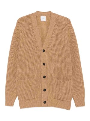 MALO: crew necks - Camel V-neck cardigan with pockets