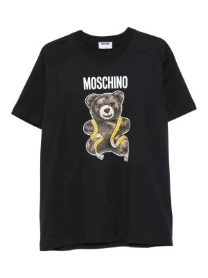MOSCHINO: t-shirts - Black T-shirt with teddy graphic