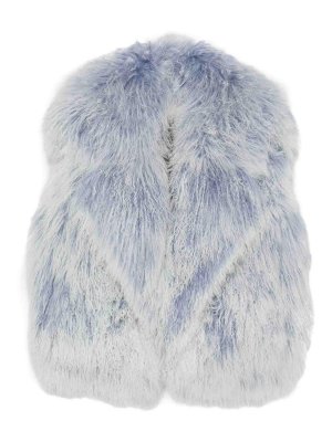 NUMERO OTTO: waistcoats & gilets - Light blue and white shaggy vest