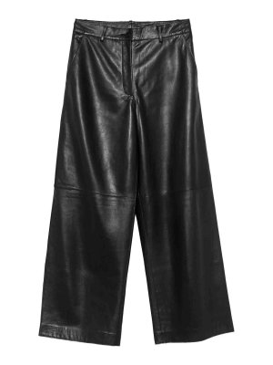 P.A.R.O.S.H.: casual trousers - Black glossy wide-leg trousers