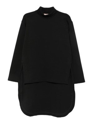 PLAN C: crew necks - Black cape-sleeve high-neck top