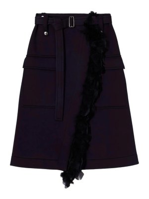 PLAN C: Knee length skirts & Midi - Dark wrap skirt with ruffle detail