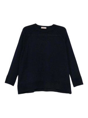 PUROTATTO: crew necks - Navy relaxed crew-neck jumper