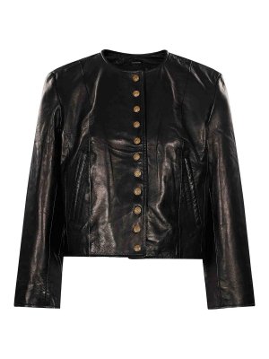 R13: giacche blazer - Giacca corta nera lucida
