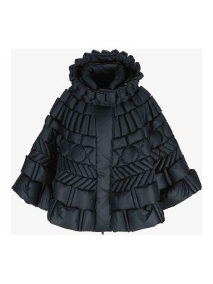 RAXXY: giacche casual - Mantella nera testurizzata con cappuccio