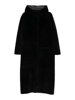 SIMONETTA RAVIZZA: long coats - Black textured longline coat