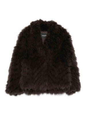 SIMONETTA RAVIZZA: casual jackets - Dark brown shaggy jacket