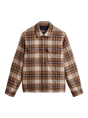 WOOLRICH: casual jackets - Brown checked button-front jacket