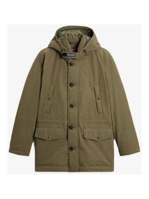 WOOLRICH: parkas - Olive hooded longline parka