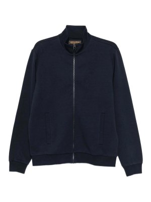 WOOLRICH: crew necks - Navy high-neck zip-up top