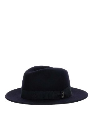 BORSALINO: hats & caps - Navy blue hat with ribbon band