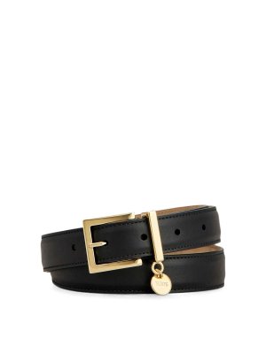 TOD'S: belts - Black belt with gold-tone buckle
