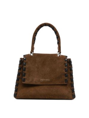 ORCIANI: shopper - Borsa a mano marrone con dettagli intrecciati