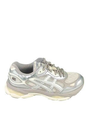 ASICS: trainers - Cream and grey panelled sneakers