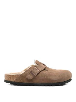BIRKENSTOCK: sandali - Zoccoli Boston con fibbia color tortora