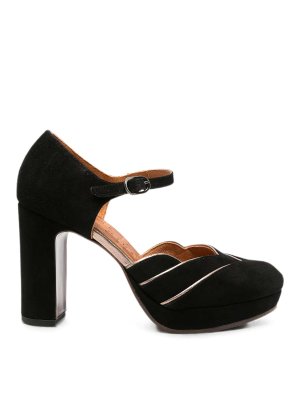 Chie Mihara: sandals - Black T-bar block-heel sandals