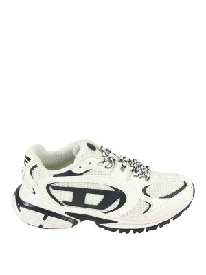DIESEL: trainers - White and black logo sneakers