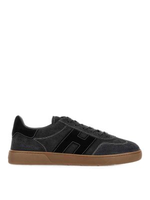 HOGAN: flat shoes - Black sneakers with gum sole