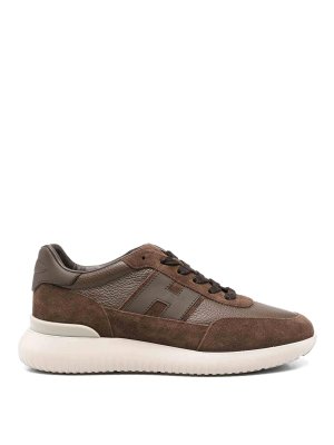 HOGAN: flat shoes - Brown tonal low-top sneakers