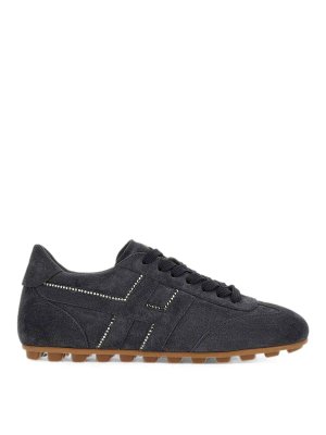 HOGAN: flat shoes - Black sneakers with contrast stitching