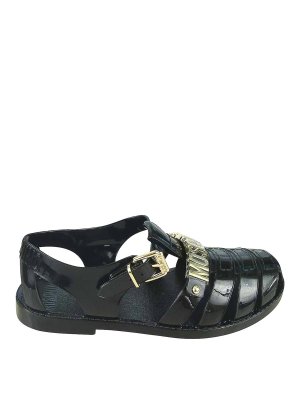 MOSCHINO: sandals - Black caged sandals with buckle