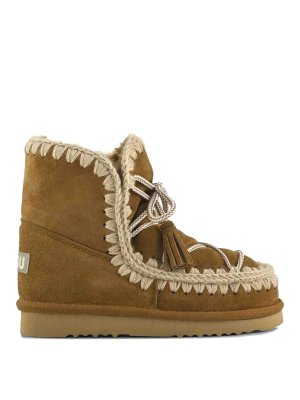 MOU: boots - Tan lace-up stitched ankle boots