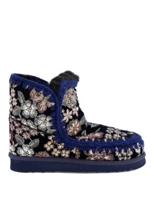 MOU: boots - Blue floral-pattern ankle boots
