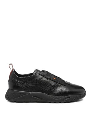 SANTONI: trainers - Black low-top panelled sneakers