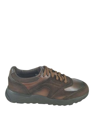 SANTONI: trainers - Brown and dark green chunky sneakers