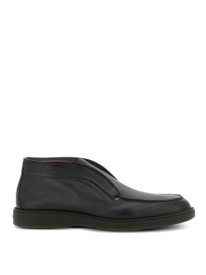 SANTONI: flat shoes - Black ankle-high lace-up shoes