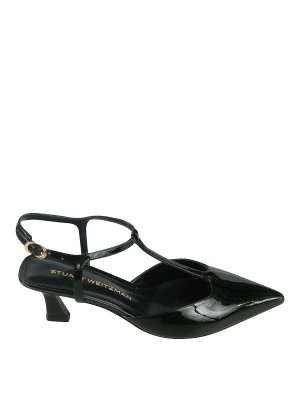 Stuart Weitzman: sandals - Black T-bar low-heel pumps