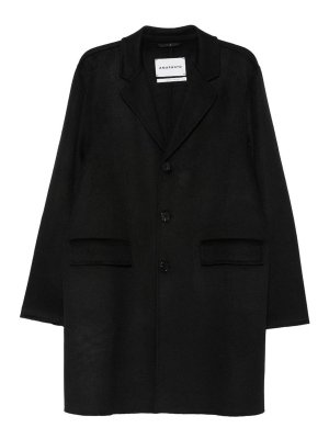 AMARANTO: short coats - Black short wool-cashmere blend coat