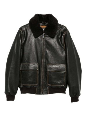 AMARANTO: leather jacket - Leather jacket with fur collar