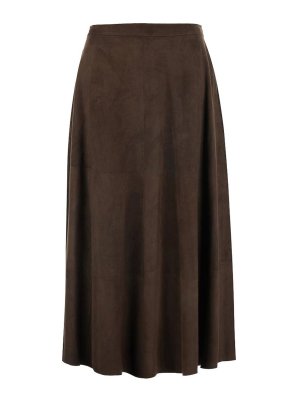 ANTONELLI FIRENZE: Long skirts - Long brown suede skirt by antonelli