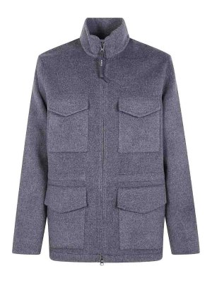 ASPESI: casual jackets - Grey wool jacket with zip and patch pockets