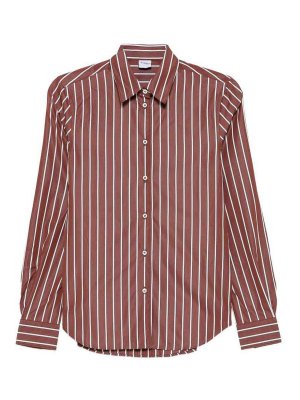 ASPESI: shirts - Brown cotton shirt with white stripes