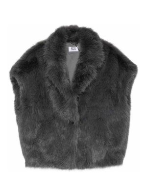 BETTA CORRADI: Fur & Shearling Coats - Grey faux fur vest