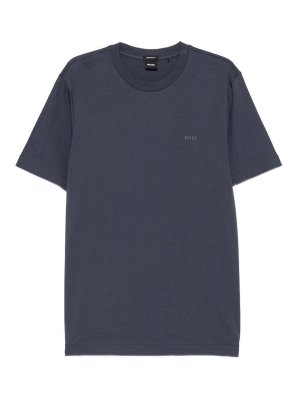 Hugo Boss: t-shirts - Blue cotton crew-neck t-shirt