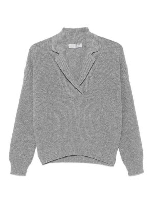 D.EXTERIOR: Strickpullover mit V-Ausschnitt - V-Pullover - Grau