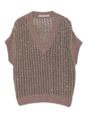 D.EXTERIOR: Strickpullover mit V-Ausschnitt - V-Pullover - Braun