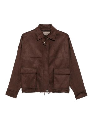 D.EXTERIOR: bombers - Brown faux-leather bomber jacket