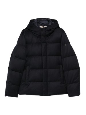 DUNO: padded jackets - Short navy wool down jacket